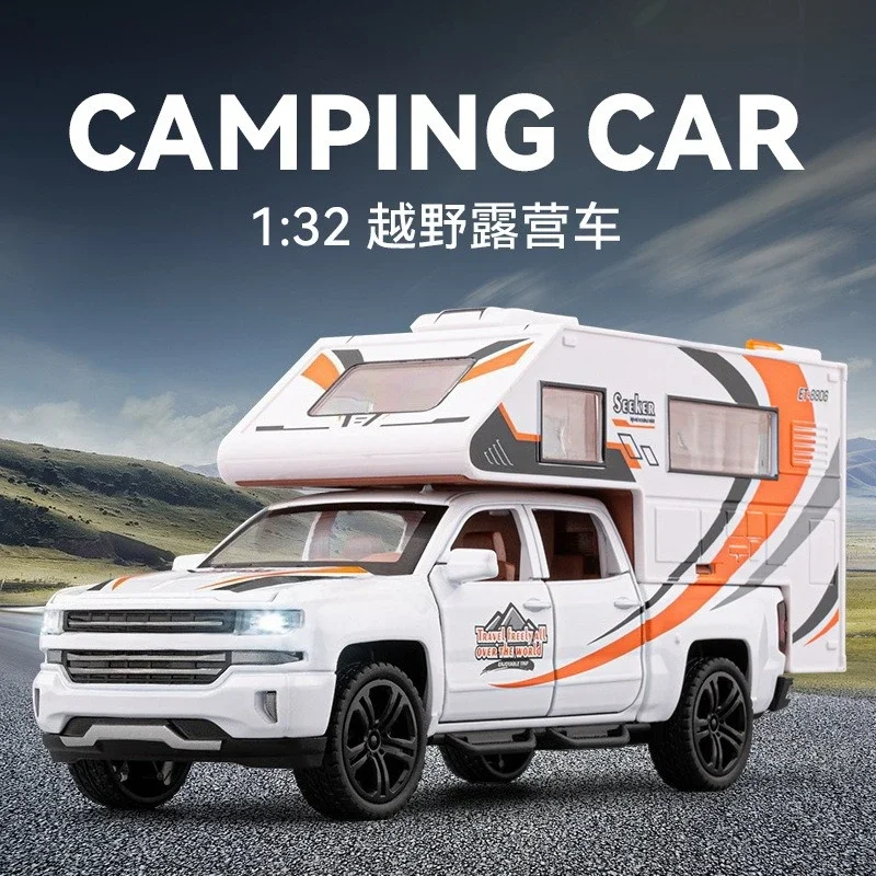 

1:32 Camping RV Alloy Scale Car Model Diecast Metal Sound＆Light Collection Children Toy Car Vehicles Gifts
