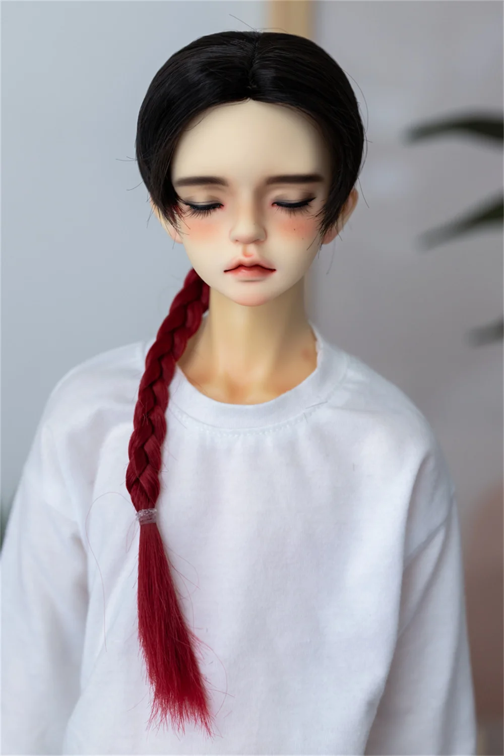 BJD False hair 1/3 milk silk wig Soft silk middle part long braid Men's daily hair BJD accessories