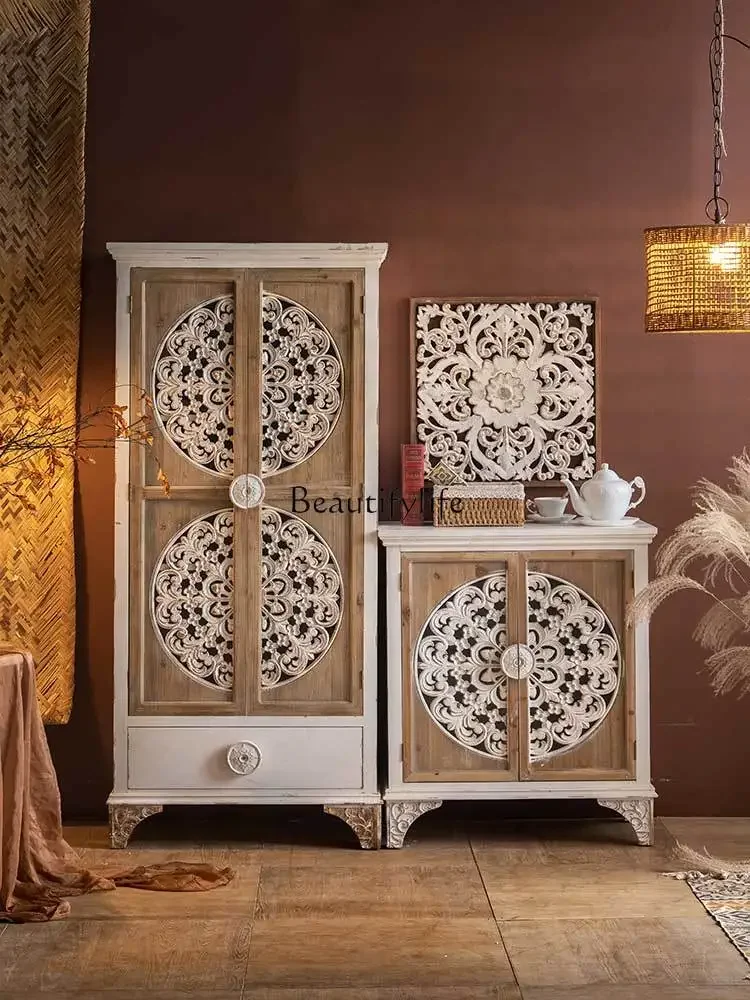 GG8American Country Corner Cabinet Storage Solid Wood Porch Vintage Storage Cabinet B & B Complete Package