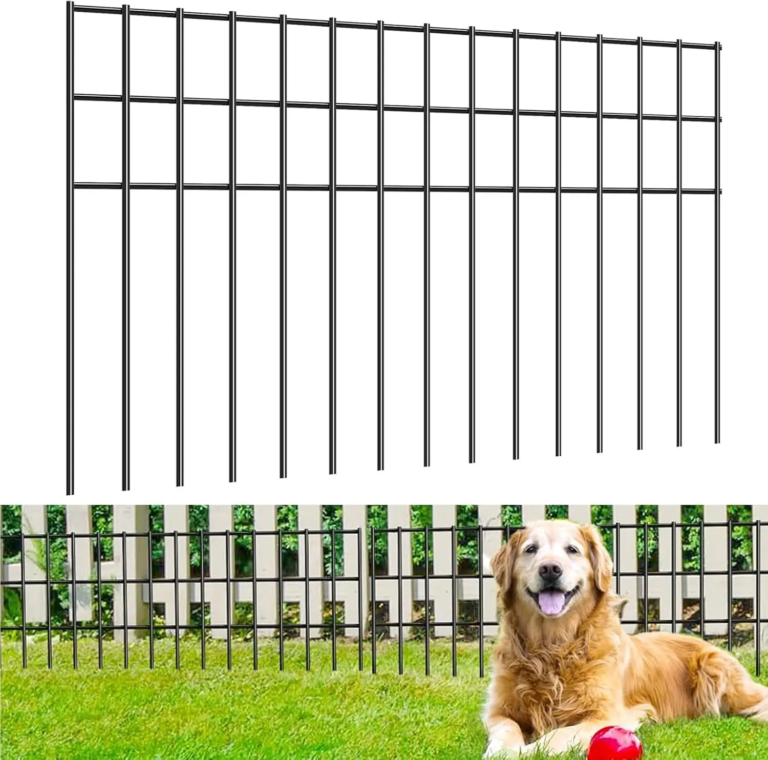 Barrier Fence, 5.5mm Rod with 1.5" Rod Gap, Dog Rabbits Fences Black Metal Fence