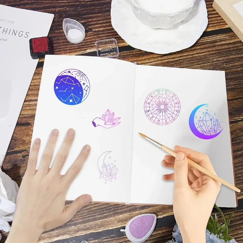 1pc Crescent Moon Clear Rubber Stamps Crystal Six Pointed Star Vintage Reusable Transparent Silicone Stamp Seals for Journaling