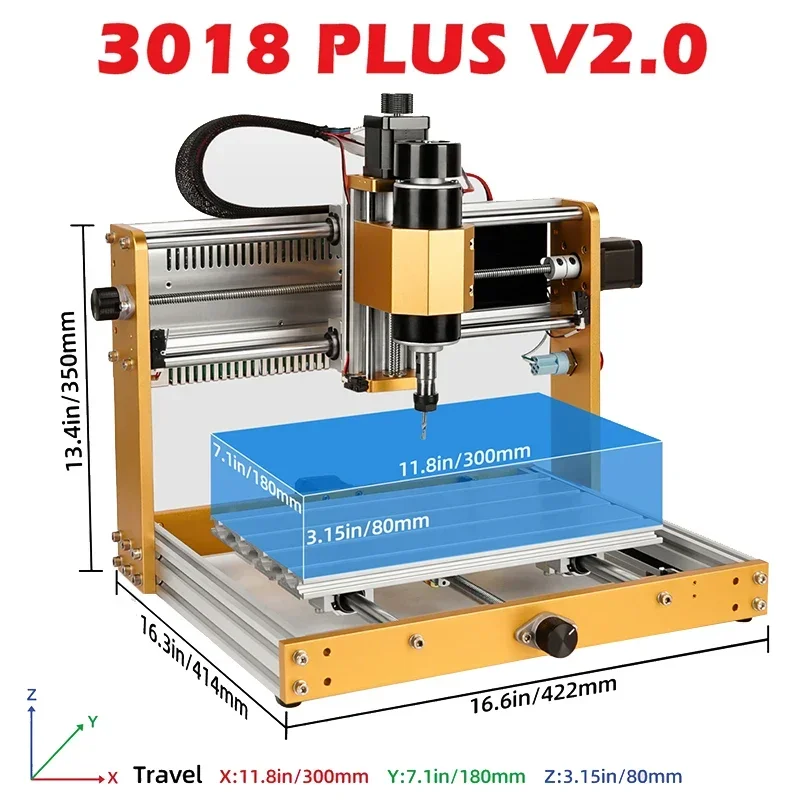 LY CNC 3018 Plus/Pro Max V2.0 laser engraving machine with 500W desktop wooden kit, 52MM spindle holder, Nema17 stepper motor