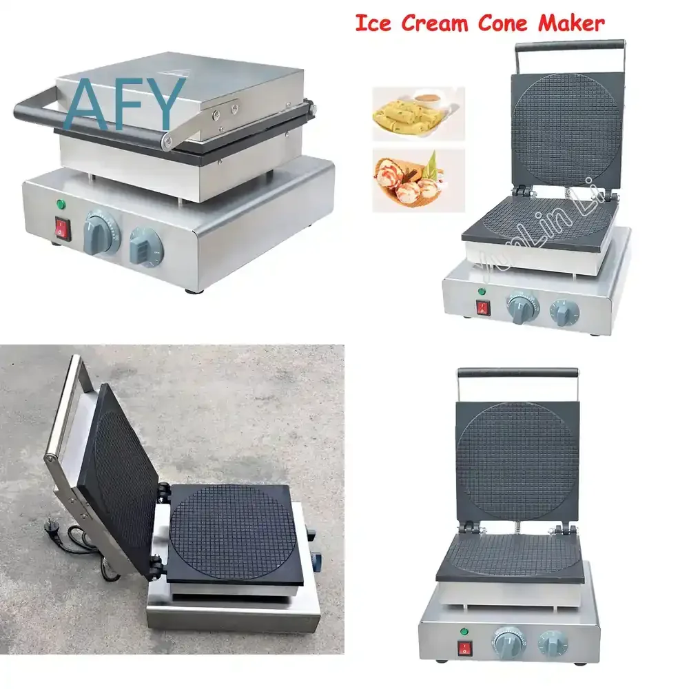 Electric Ice Cream Cone Maker for Waffle Maker Egg Roll Cone Machine Round Shape Commercial Cone Making Machine for Dessert