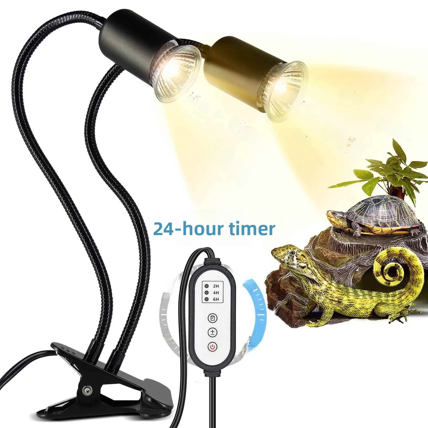 

Dual Head Turtle Suthing Lamp Parrot Lizard Full Spectrum Calcium Supplementation Uva Heating Lamp Pet Heating UVB Light