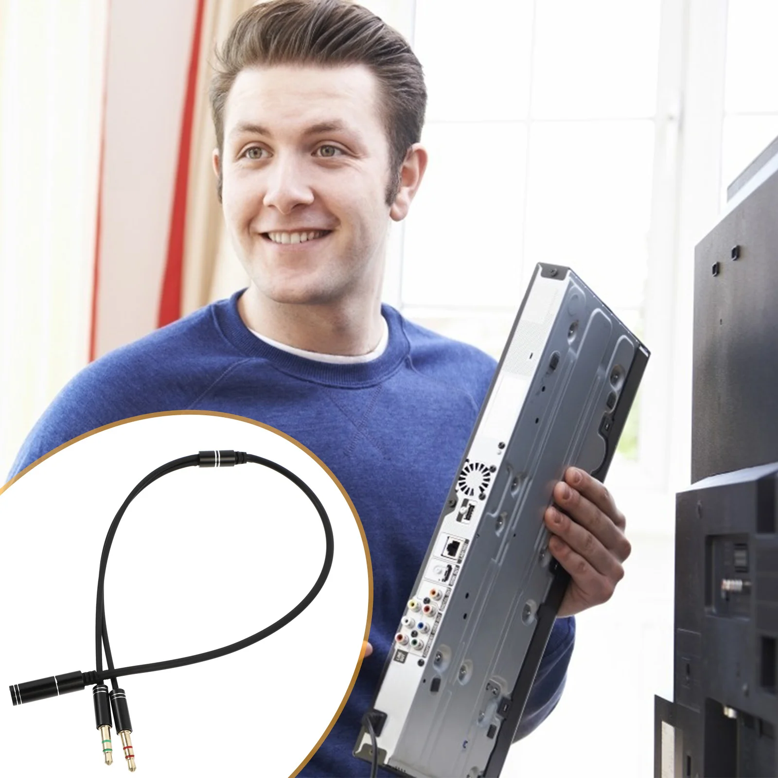 

2Pcs 3.5mm Stereo Y Splitter Cable Dual Male to Female Headphone Mic Audio Adapter Gold-Plated for Laptop Pc Headset