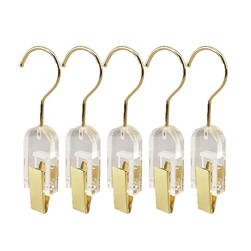 5PCS Acrylic Transparent Hooks Wardrobe Clothes Pants Bra Clips Socks Scarf Hanger Rack Towel Holder Paper Files Binder Clip
