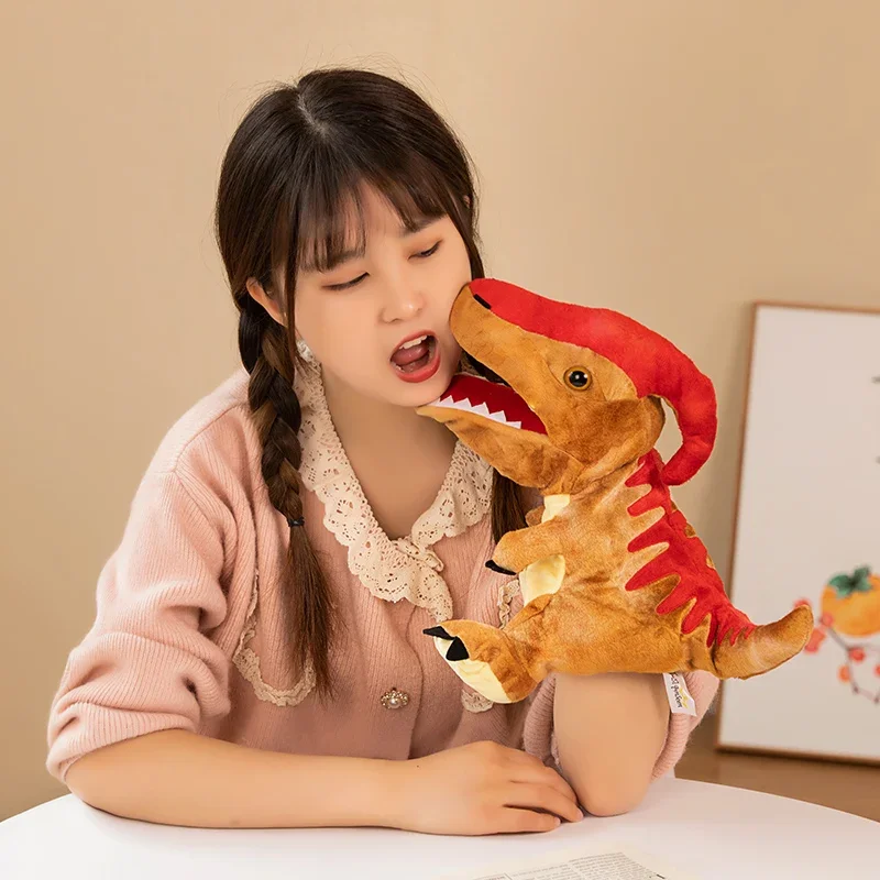 Marionnette en peluche dinosaure Spinosaurus Triceratops tyrannosaure dessin animé Dino Animal peluche petite histoire accessoire interactif cadeau
