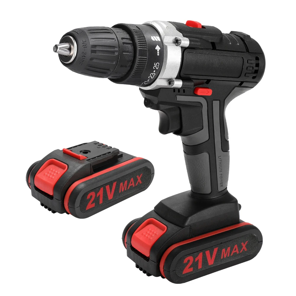 21V Cordless Electric Impact Drill 28N.m 1450RMP Speed 3/8