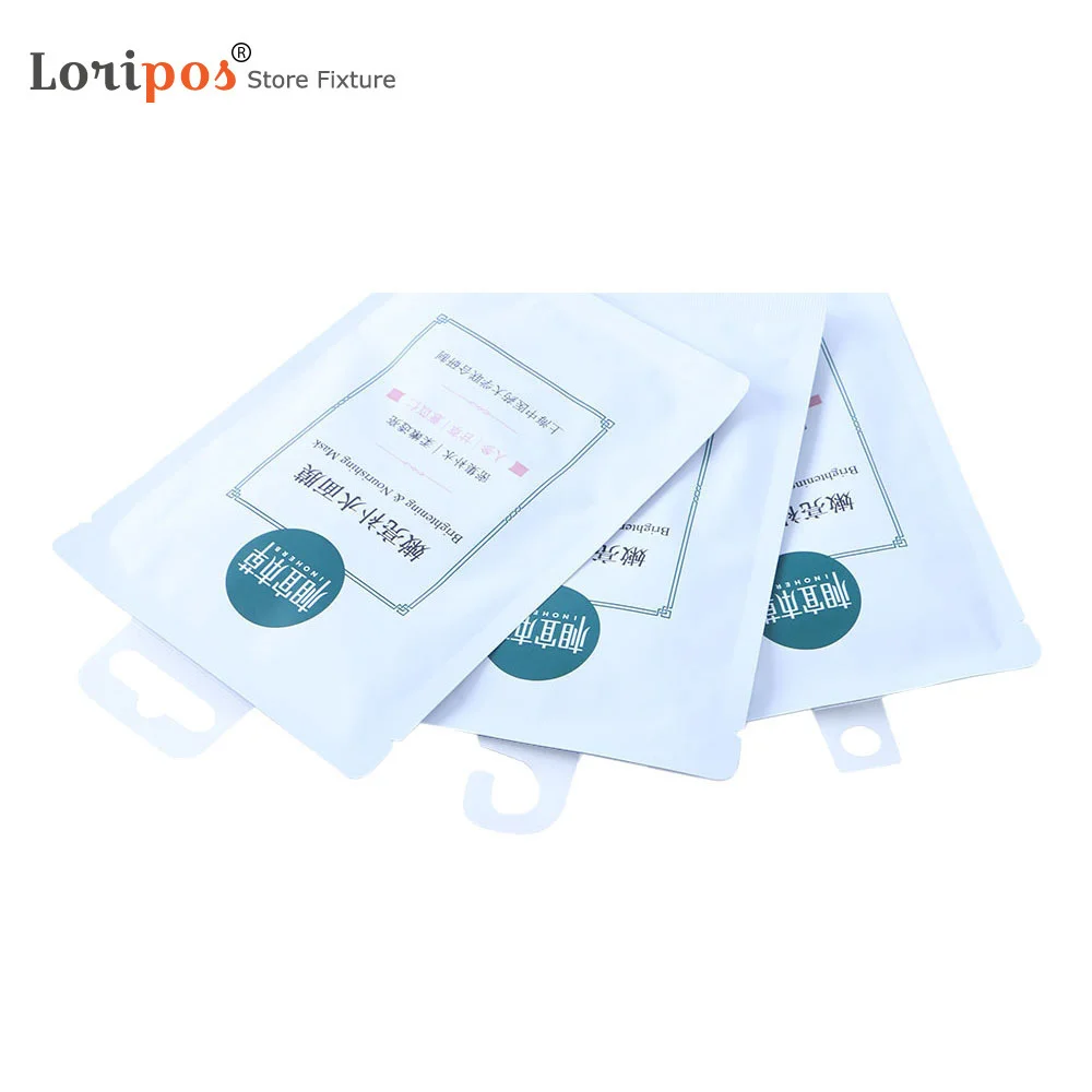 Self-adhesive Merchandising Hang Tabs Round Hole Bulk, Box Bag Package PET PVC Hangers Peghook, Plastic Display Reinforced Tag