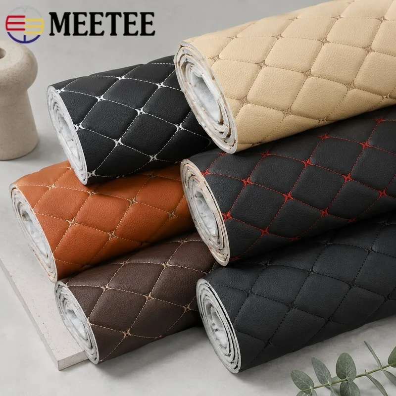 

45/90x160cm Sponge Interlayer Faux Leather Fabric Embossed Upholstery Cloth for Car Seat Sofa Covers Bag Craft Sewing Material