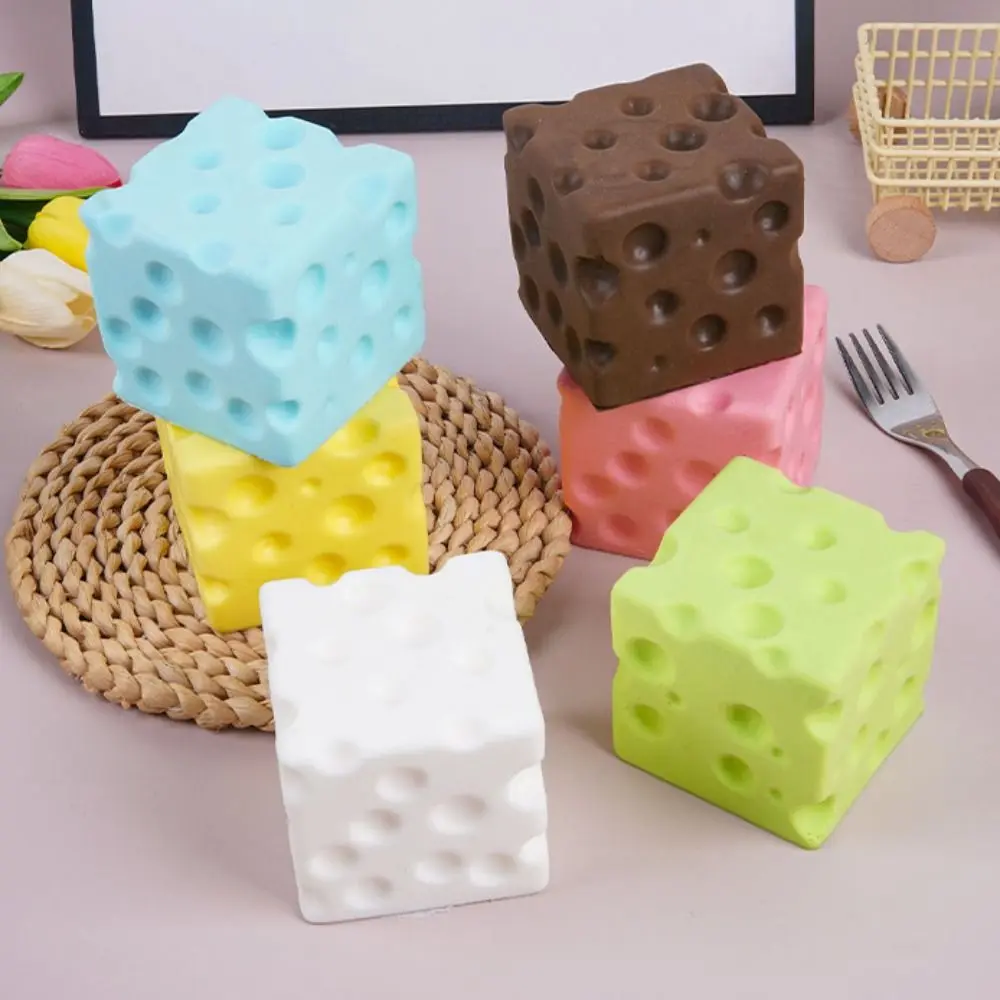 5/7cm Cheese Squeezed Cube PU Slow rebound Realistic Slow Rebound Fidget Toy Anxiety Relief Comfortable Cheese Squishy Toy