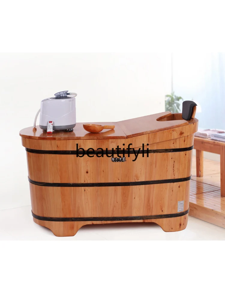 Thickened cedar wood fumigation large wooden bucket bath bucket beauty salon adult bath bath tub