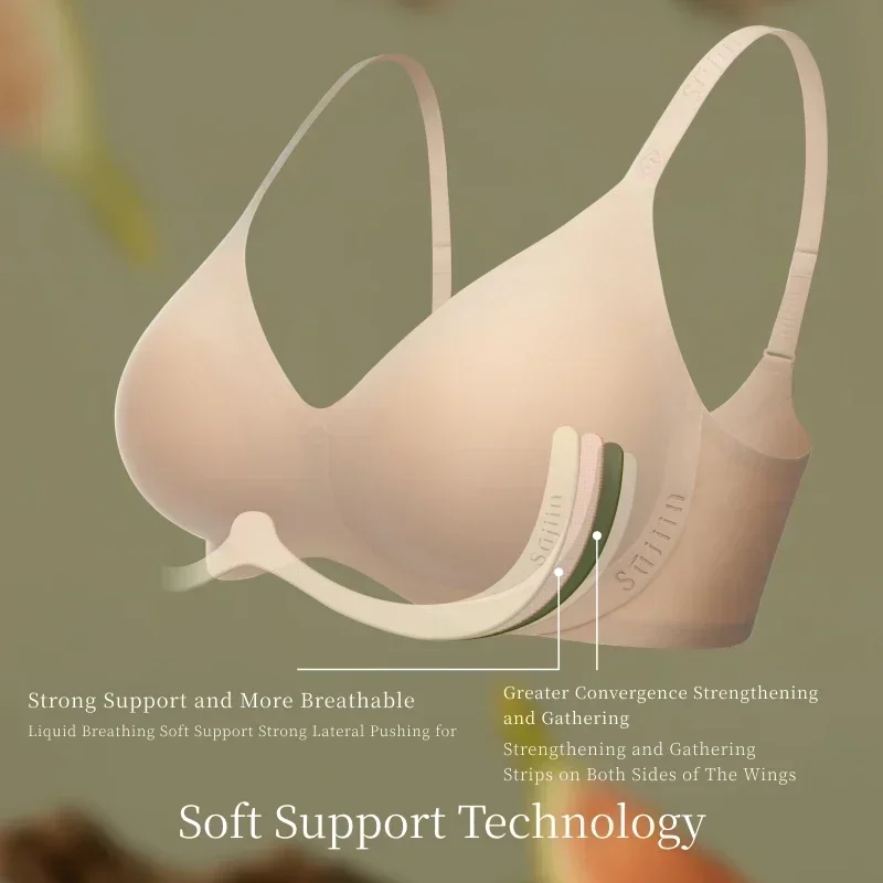 SUJIIN Seamless Bras for Women Sexy Push Up Wireless Bra Female Soft Support Bralettes V-Neck Lady Thin Comfort Bralettes MX222