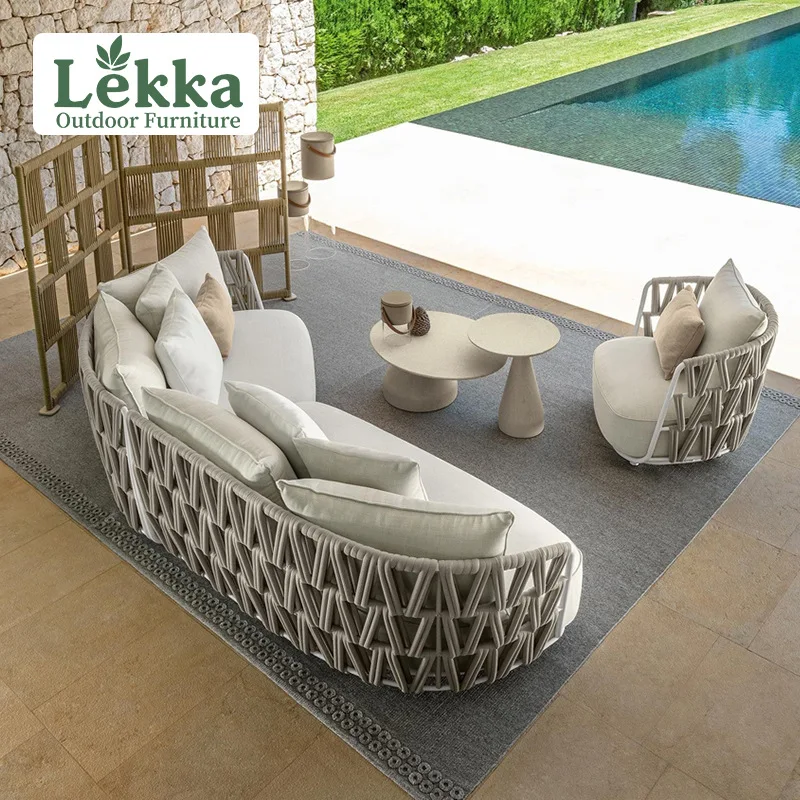 

Customized outdoor sofa courtyard rattan coffee table combination balcony open-air villa garden rattan chair waterproof and suns