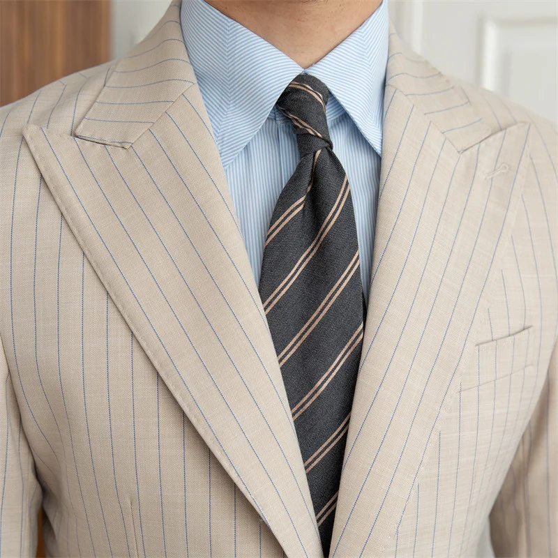 Men Stripe Blazer British Luxury Retro Fall Men Blazer Hombre Mariage Homme Smoking Homme Business Blazer Hombre Gentleman