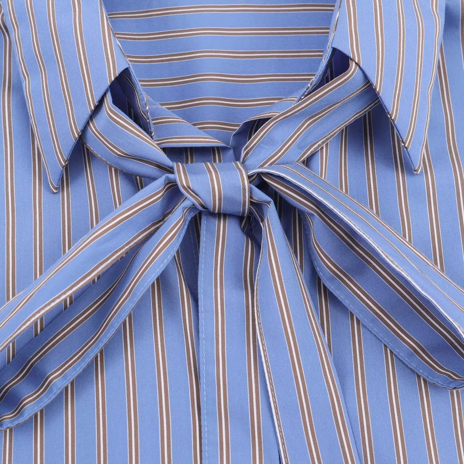 JNLEAOG 가을 신상 캐주얼 루즈 스트라이프 원피스 여성 의류 매듭 장식 스트라이프 루즈 원피스