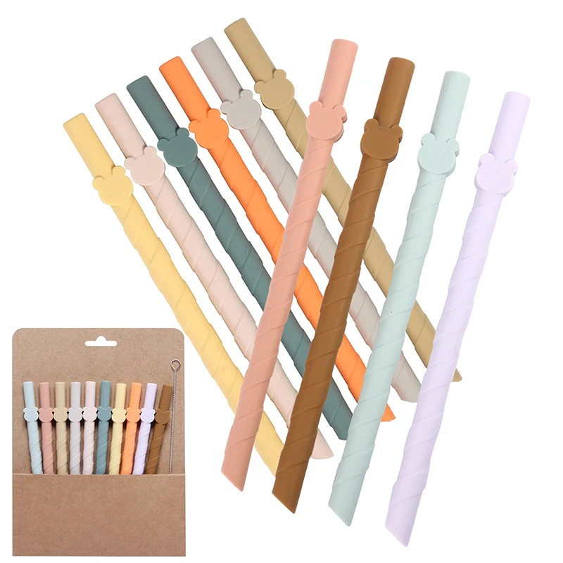 

1 Pcs Colorful Silicone Reusable Straws Universal Food Grade Household Straws 17.5Cm Extra Long Flexible Straws Mug Accessories