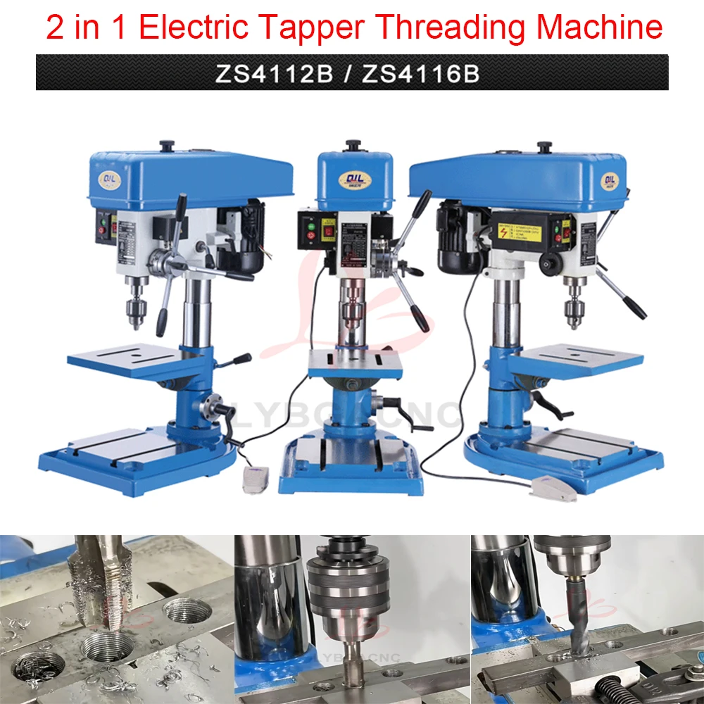 2 in 1 Multifunctional Electric Threading Machine Industrial Drilling and Tapping Machine Easy Arm Power Tool with Chucks