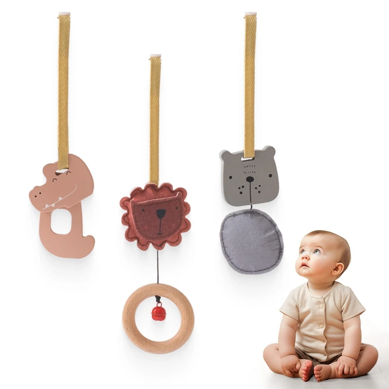 Hochet en bois de dessin animé pour bébé, jouet mentaires oriel suspendu, décoration de chambre, cadeaux pour nouveau-nés, jeu de gymnastique, confort