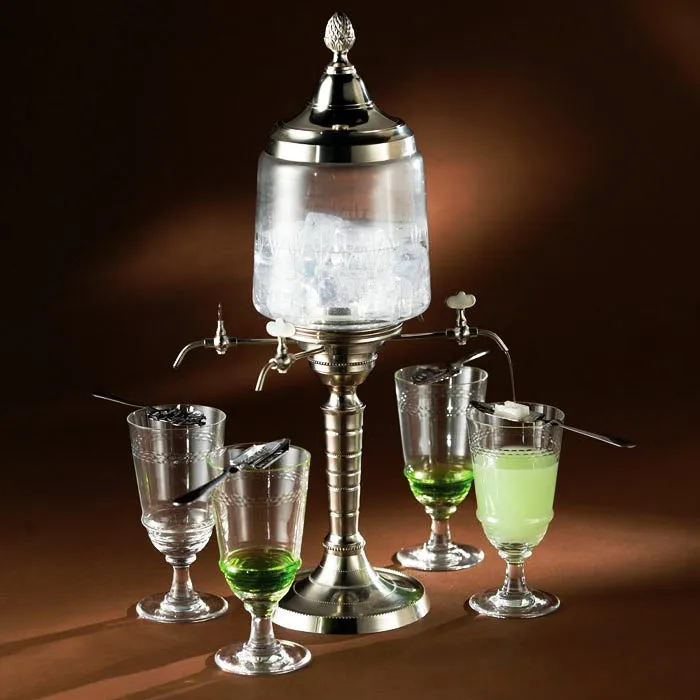 Exquisite carved 4-head absinthe barrel, zinc alloy juice, glass dripper, bar atmosphere wine set, self-brewed