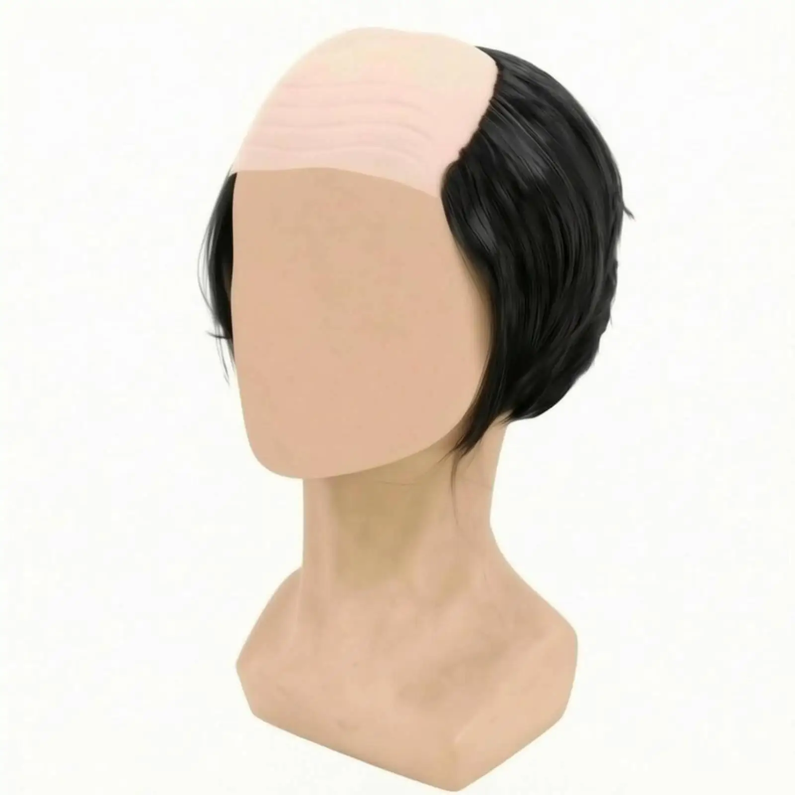 Bald Head Hairpiece Short Straight Hair Novelty Bald Hairpiece Ear Length