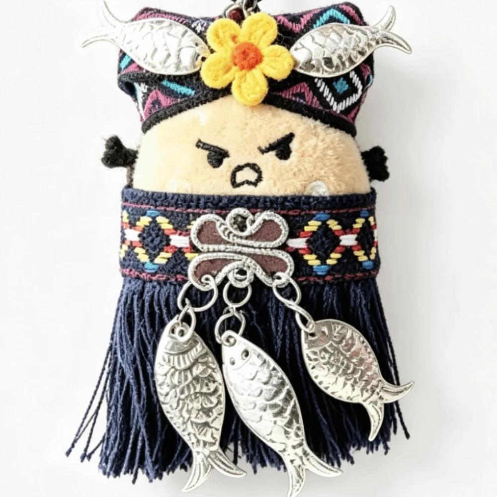 Ethnic Style Plush Potato Keychain Creative Plush Cartoon Plush Pendant Cartoon Design Handmade Plush Backpack Ornament