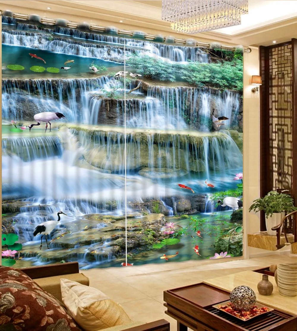 3D Curtain Fashion Customized Waterfall landscape Curtains For Bedroom Custom Any Size Curtain Blackout Curtain Living Room