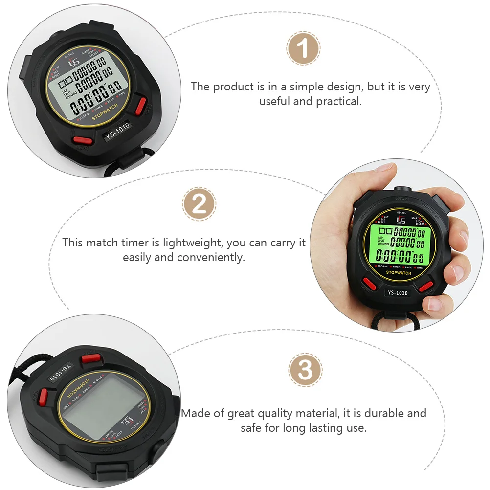 1 pc Digital Stopwatch Timer Sports Chronograph Timer Match Stopwatch Sports Timer Watch Timer for Match