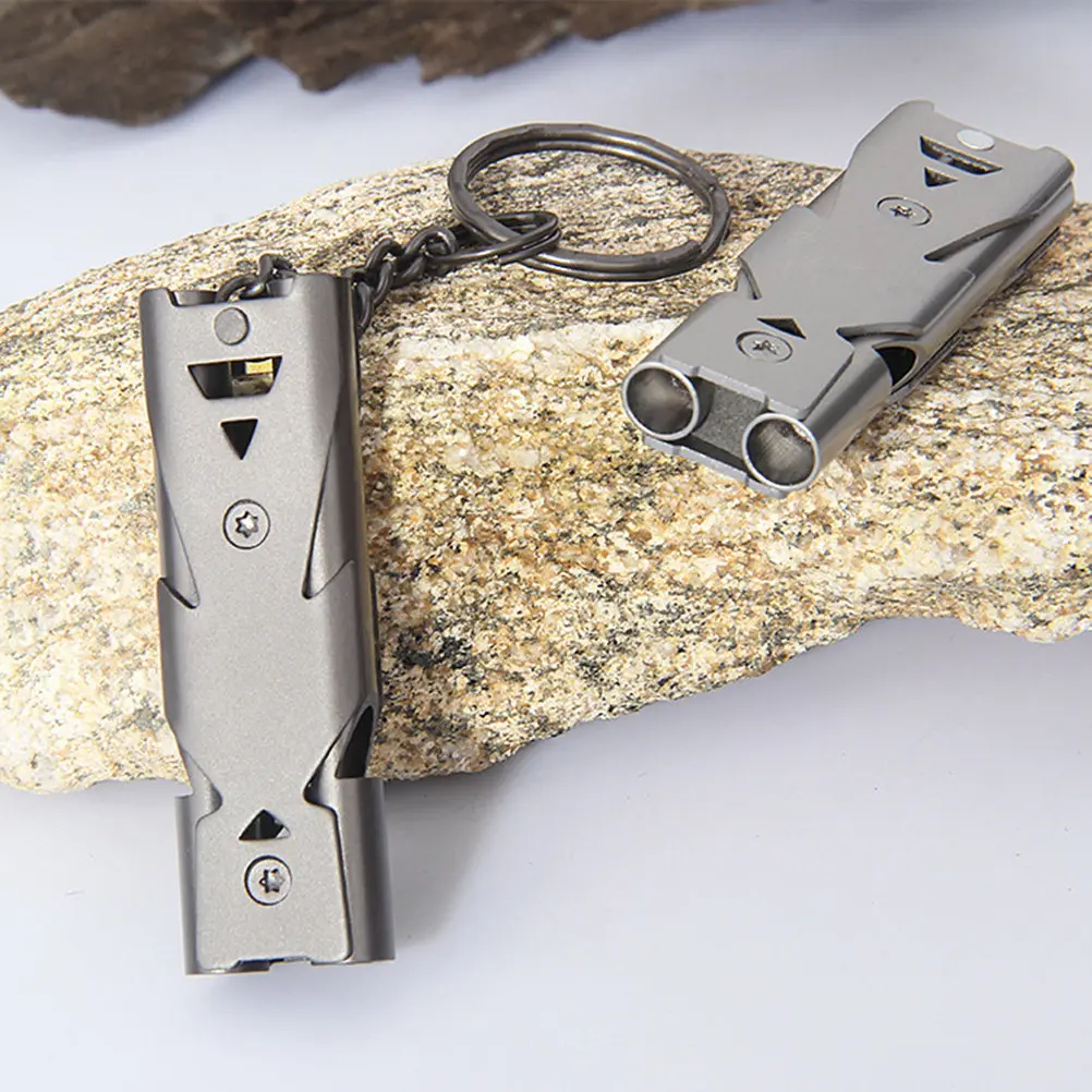 

Emergency Survival Whistle Dual Tube Stainless Steel Waterproof Loud Signal for Hiking Camping Diving Training Outdoor Gear