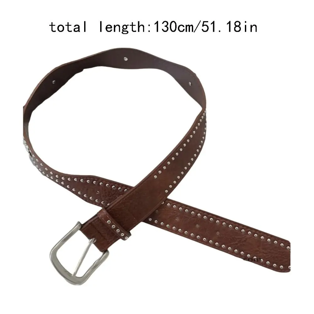 Retro maillard feminino rebite cinto vintage fivela de metal cintura larga jeans cinto y2k estilo punk cinto masculino