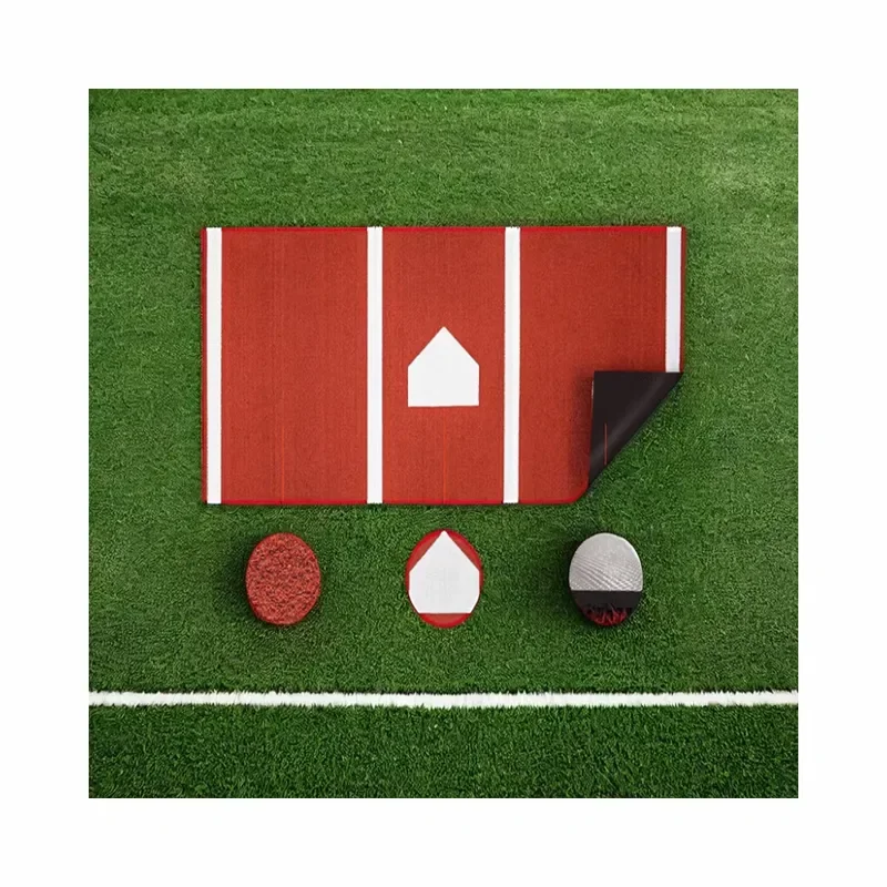 Baseball Synthetic Turf Red Batting Mat Home Plate Mat 12' X 6' Baseball Softball Hitting Mat