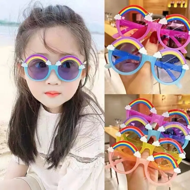 Children Sunglasses Fashionable Rainbow Style Decorative Glasses Trendy Cartoon UV Resistant Children's Sunshade Sun Glasses