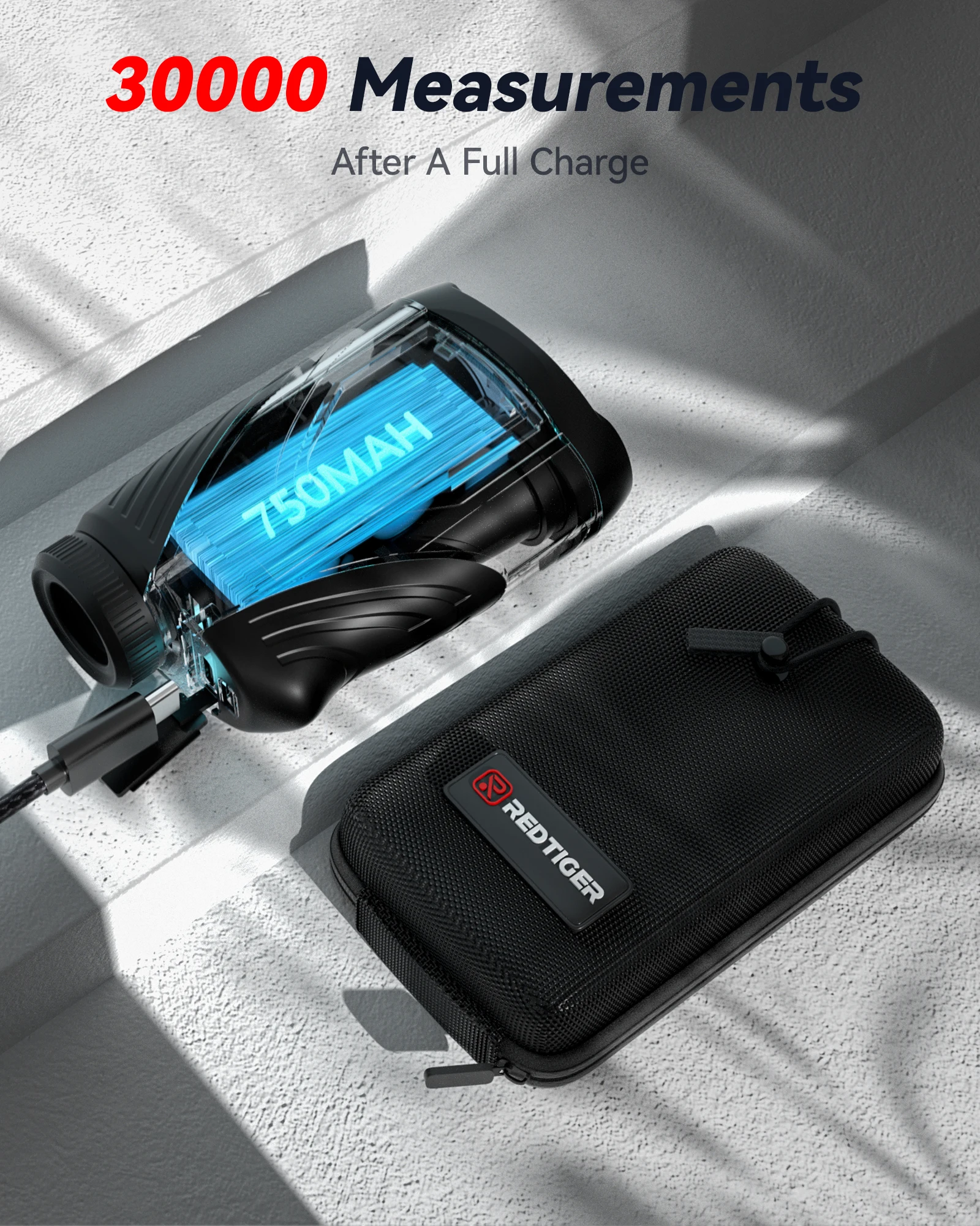 REDTIGER C001B جهاز تحديد المدى للجولف مع منحدر 1000 متر 1200 ياردة جهاز تحديد المدى بالليزر جولف 7X تكبير مكتشف المدى القابل لإعادة الشحن