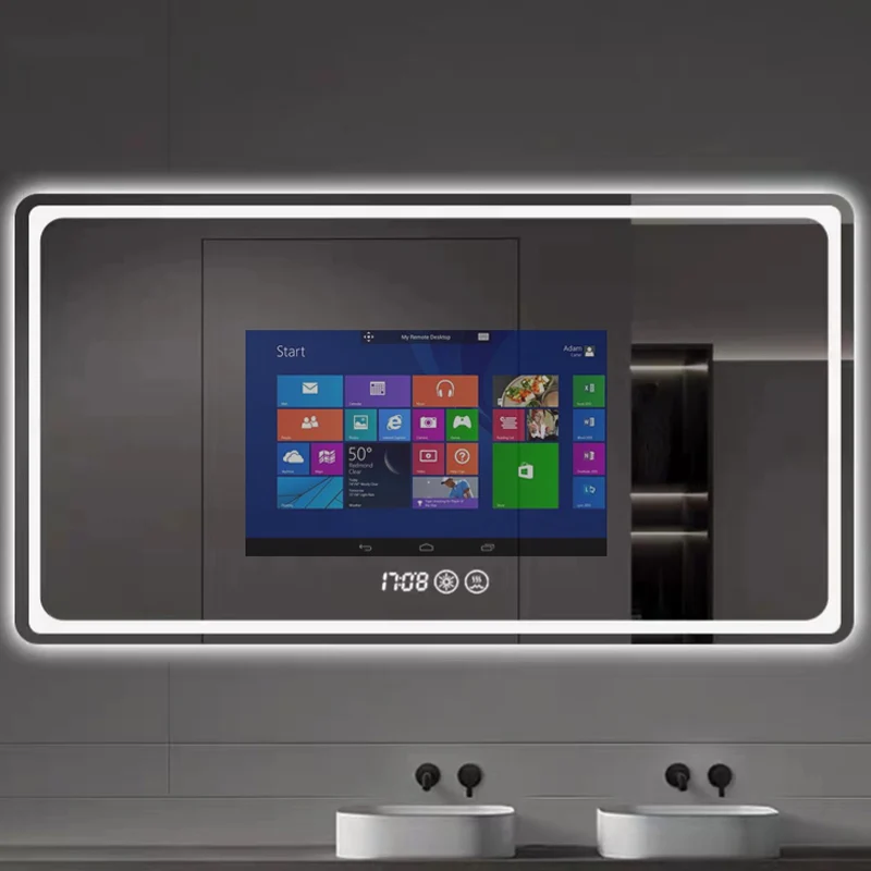 Cermin Penerangan Cerdas yang Dapat Disesuaikan dengan Lampu LED, Kamar Mandi, Hotel, Layar Iklan Cermin