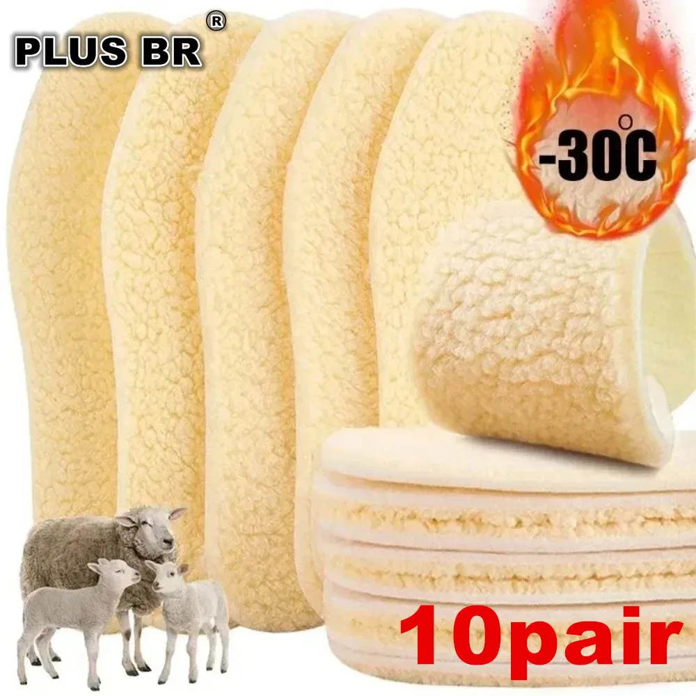 

10pair Natural Winter Insoles for Men and Women - Soft Thicken Warm Shoe Pads Thermal Shoepad Insert for Comfortable Footwear
