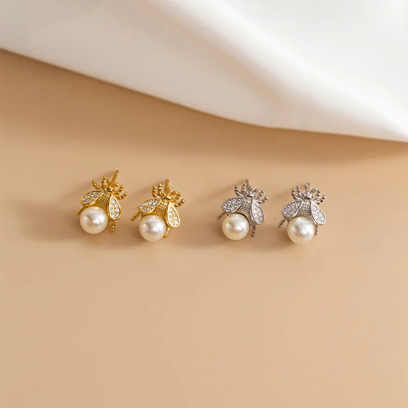 Little Bee Pearl Earrings with Korean Design, Simple, Small, Cute, and Fashionable Earrings for Women