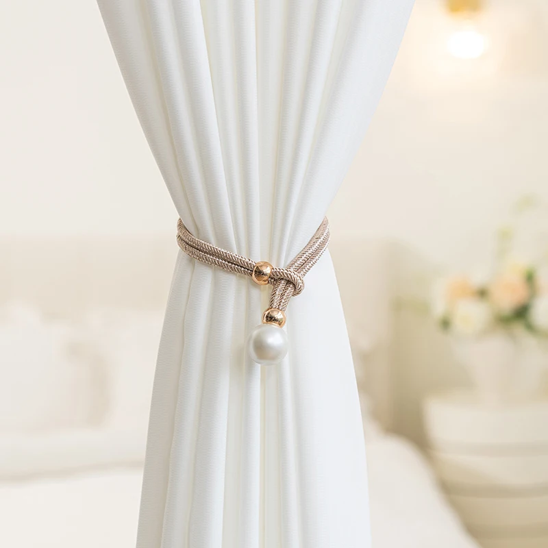 Curtain straps, light luxury high-end pearls, a pair of gauze curtain buckles, tie ties, decorative accessories, rope hooks 2pcs