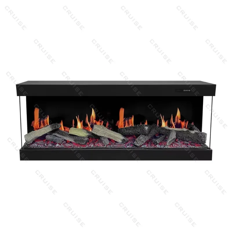 CRUISE 1850mm LCD Electric Fireplace Modular Installation Synchronization Burning Wood Sound Picture For Hotel English