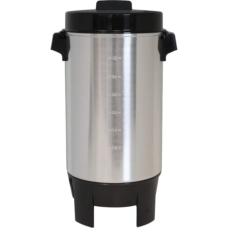 42-Cup Highly Polished Aluminum Commercial Coffee Urn Features Automatic Temperature Control Large Capacity w/Quick Brewing