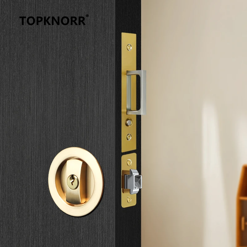 Invisible Sliding Door Lock for Bathroom Kitchen Wooden Door Push-Pull Hook Pocket Door Handle Embedded Home Security
