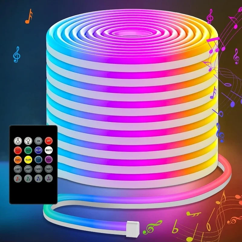 Flexible LED light strip, 5V low voltage, DIY shapes, comes with 20-key music remote control, music-synchronized light strip