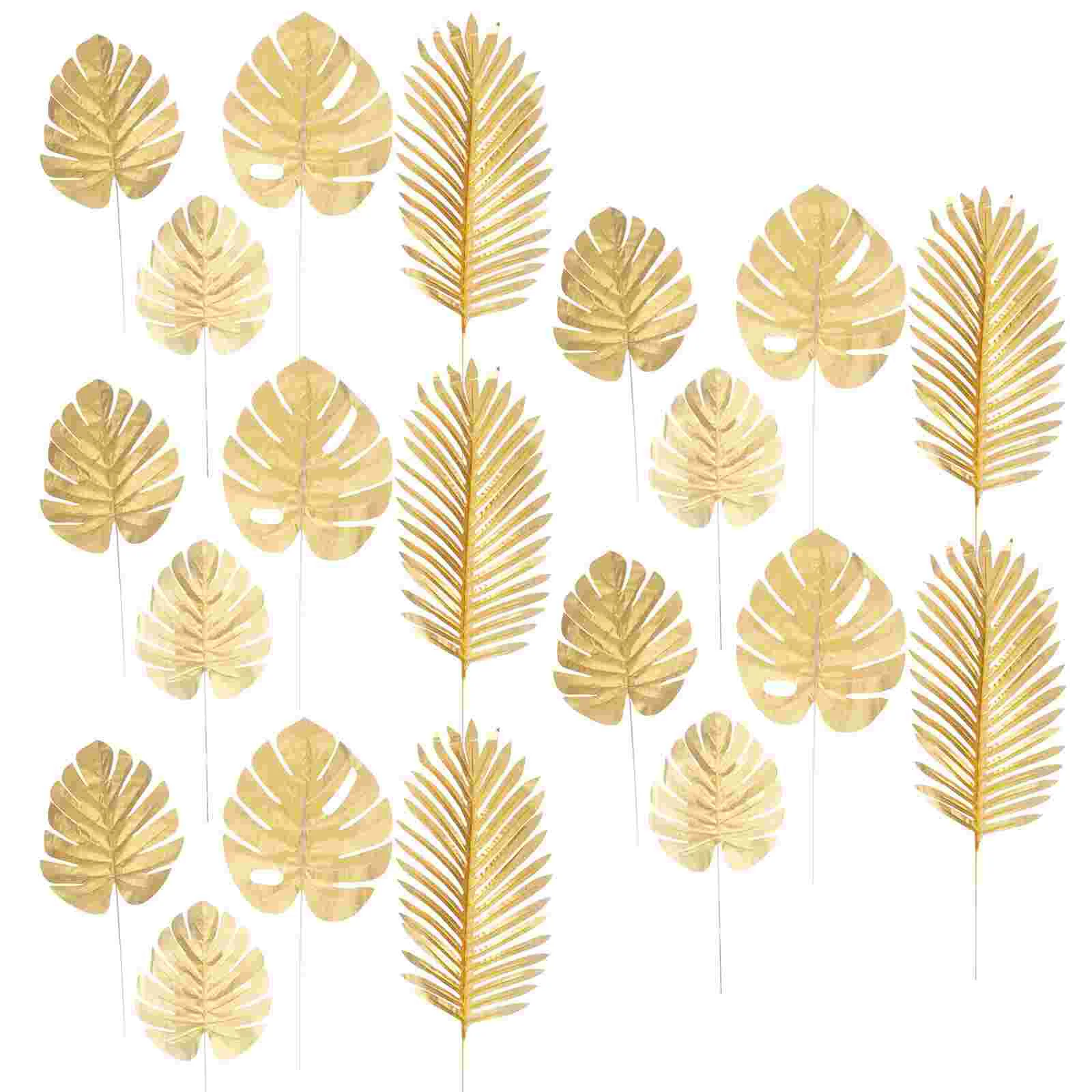 

20 Pcs Golden Monstera Leaf Small Wedding Supplies Simulated Plant Leaves Medium Artificial Silk Cloth