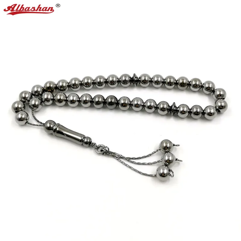 

Grey Tasbih Metal beads Taiwan processing technic no fade muslim paryer beads bracelet islamic gift 33 beads bracelet rosary