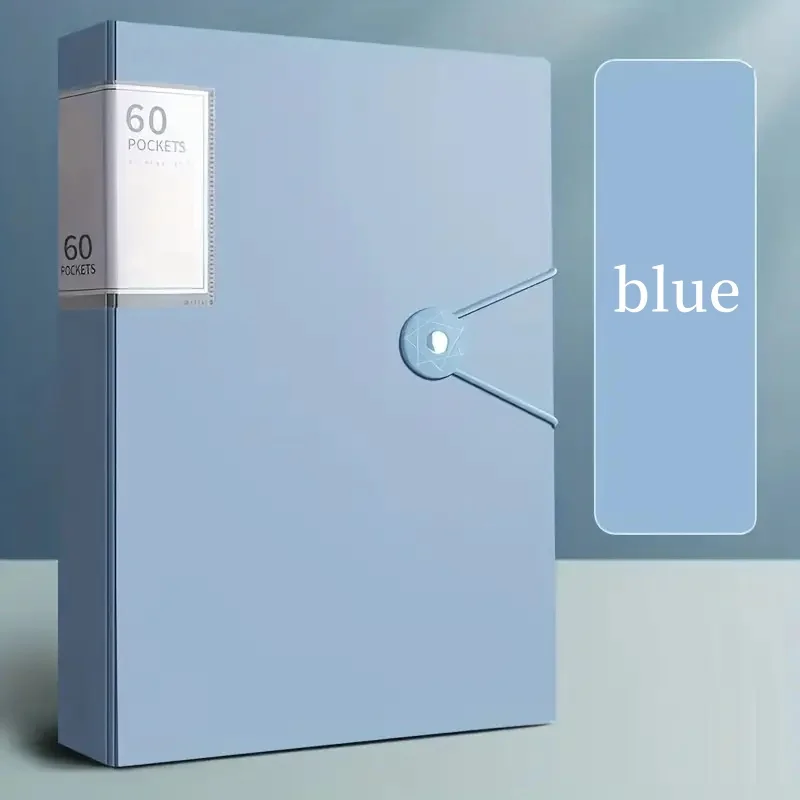 1 مجلد ملفات A4 مع 60 كيسًا بلاستيكيًا شفافًا من البولي بروبيلين - شفافة عالية، مجلد حلقي متين، نظام خالي من الملصقات، #3