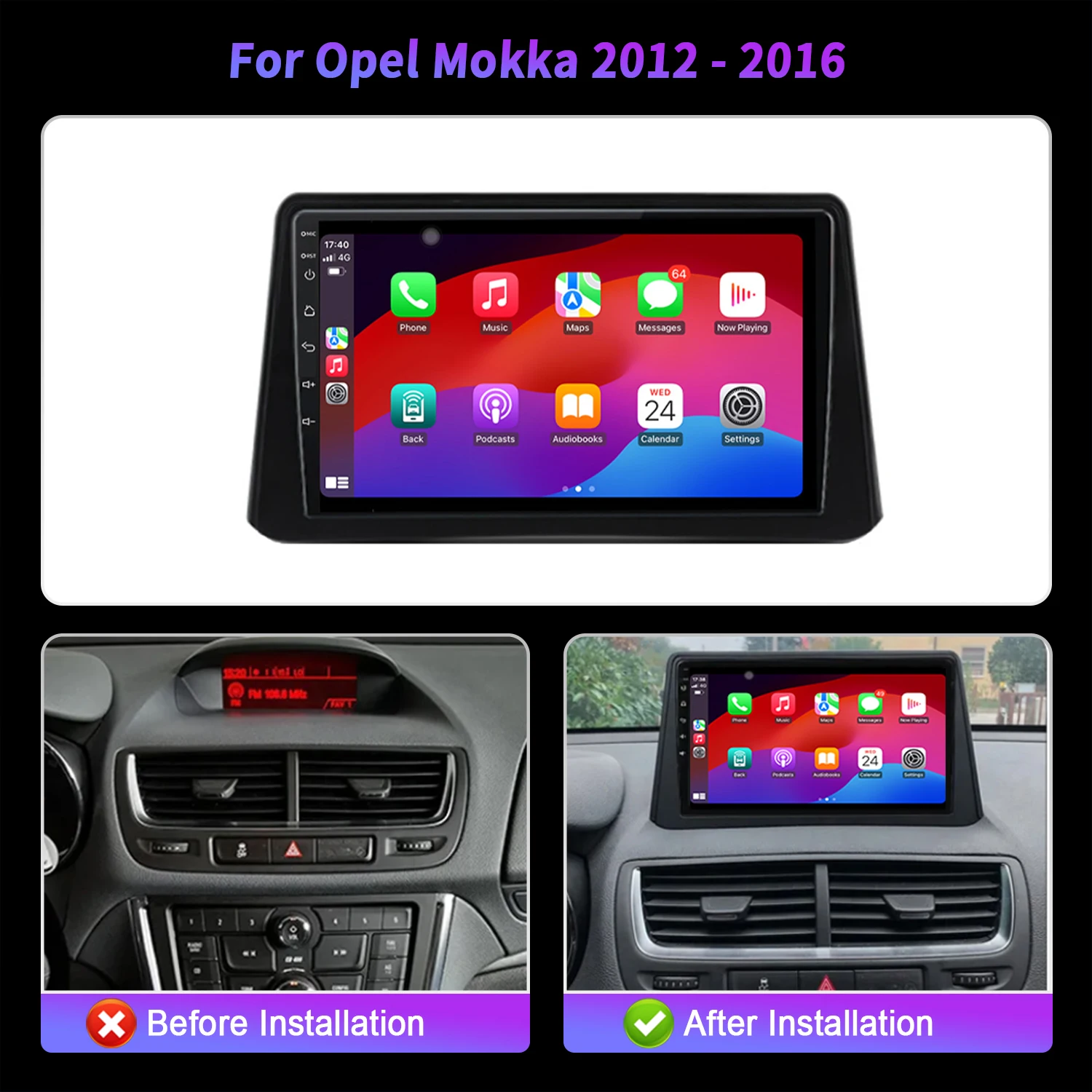 أندرويد 14 لأوبل موكا 2012-2016 راديو السيارة ستيريو لاسلكي Carplay الوسائط المتعددة 7862S 8G 256G رئيس وحدة اللمس 2K شاشة QLED
