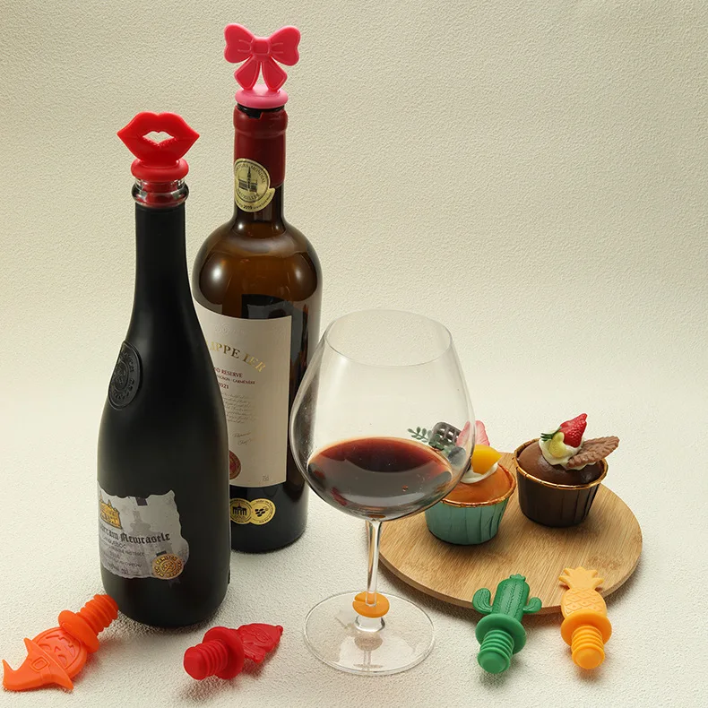 1PCS Plastic Three-Dimensional Silicone Red Wine Stopper with Multi-Color Sealing