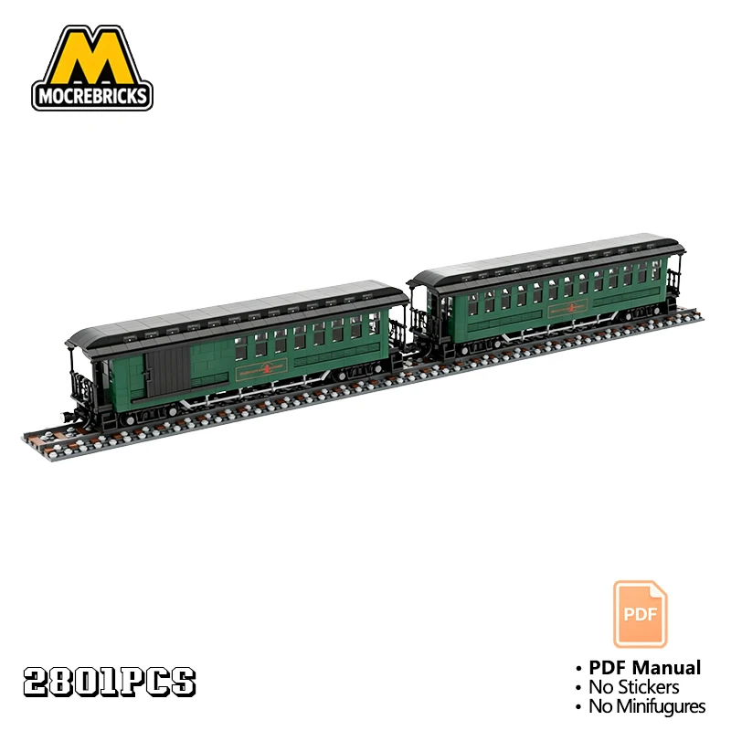 MOC Vintage 1930s Style Passenger Carriage Building Blocks Set Classic Steam Train Coach Model Adult Collection Gift Toy