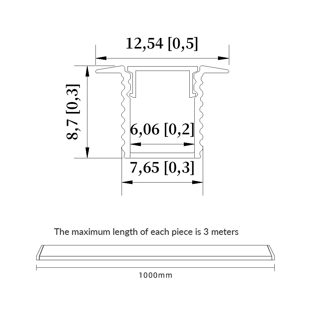 8*9mm 5 szt. 0.5M kanał profil aluminiowy LED do wbudowanej instalacji listwa świetlna LED w szafce szafka kuchenna regał