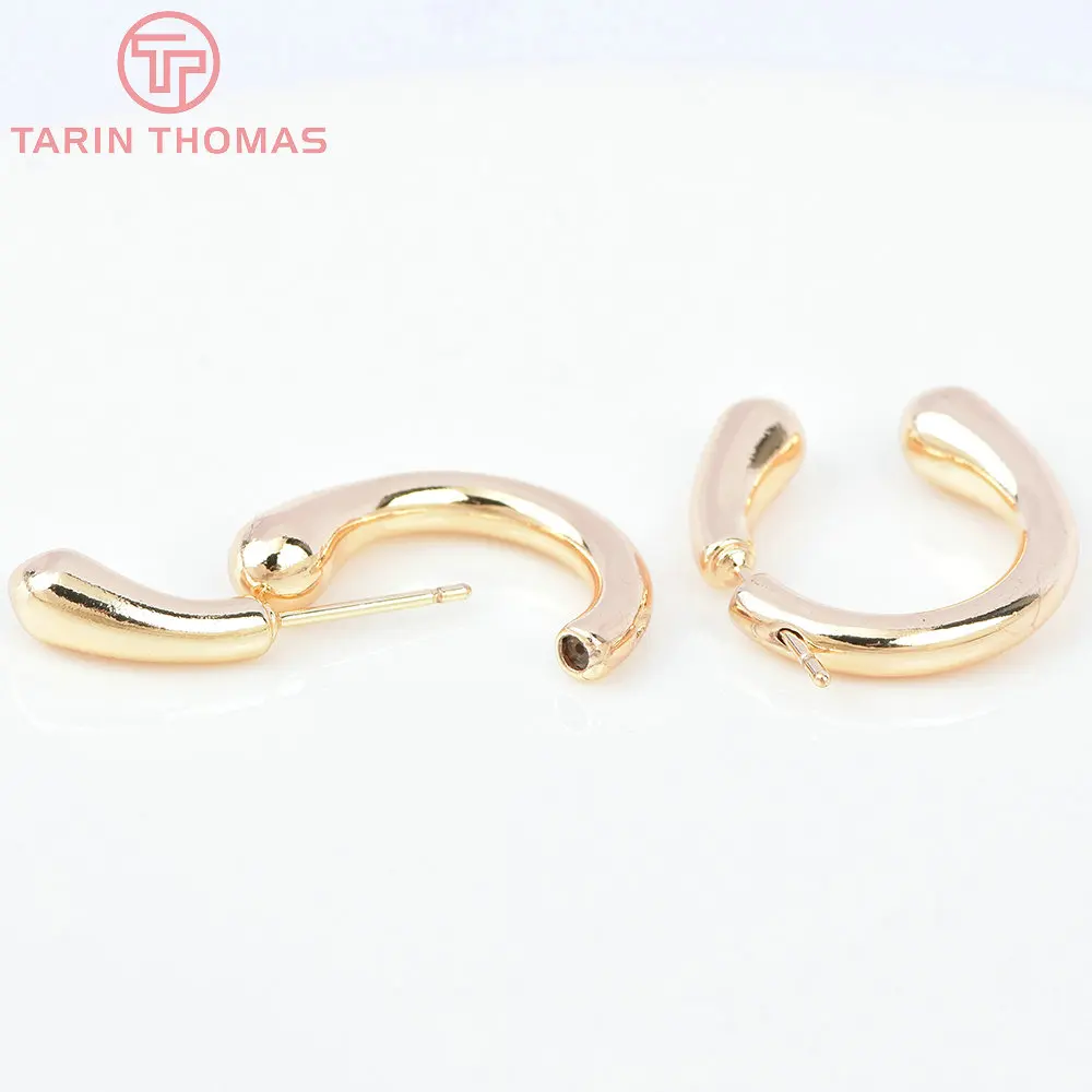 (7087) 2PCS 19x18MM 24K Gold Farbe Messing U Förmigen Stud Ohrringe Hohe Qualität Diy Schmuck Erkenntnisse zubehör Großhandel