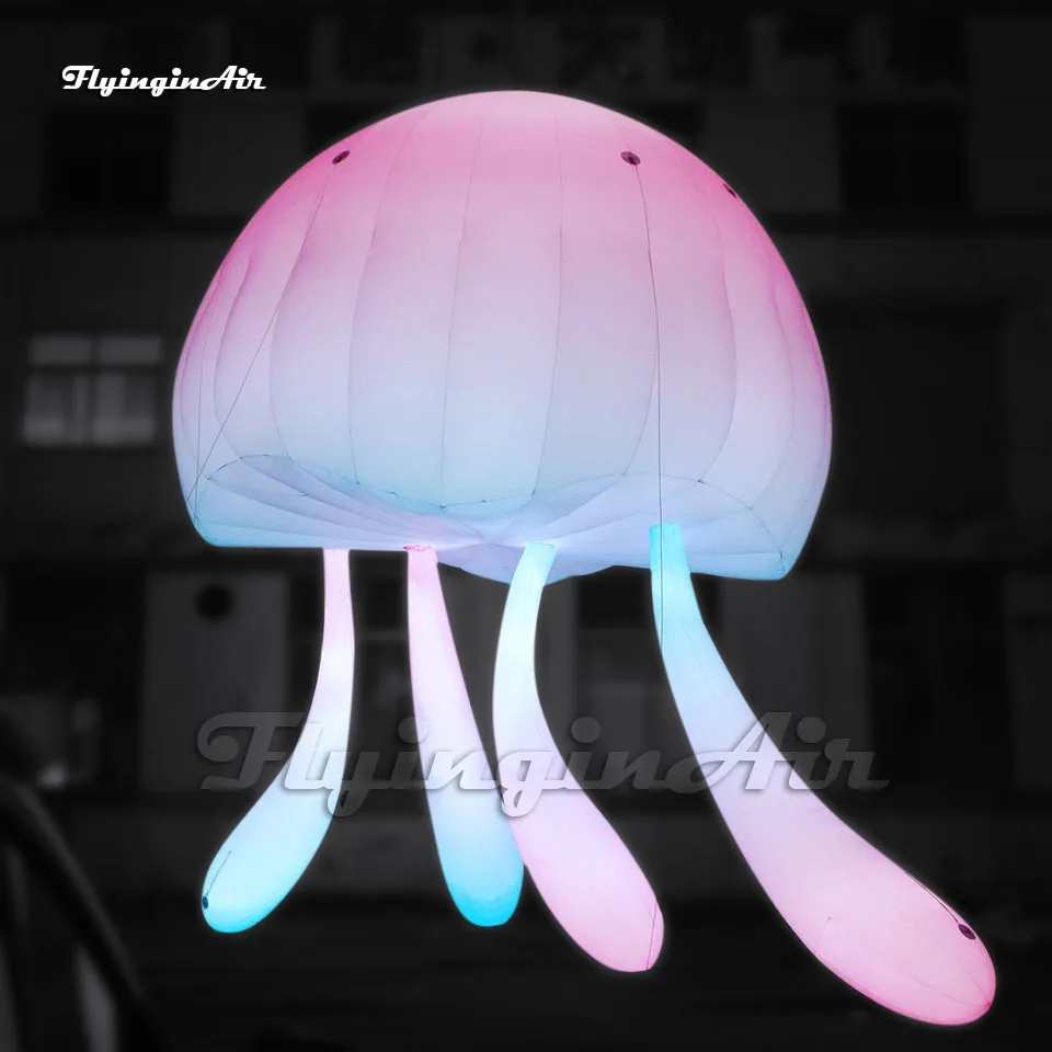 Beautiful Illuminated Hanging Large Inflatable Jellyfish Light Sea Animal Balloon For Stage Decoration